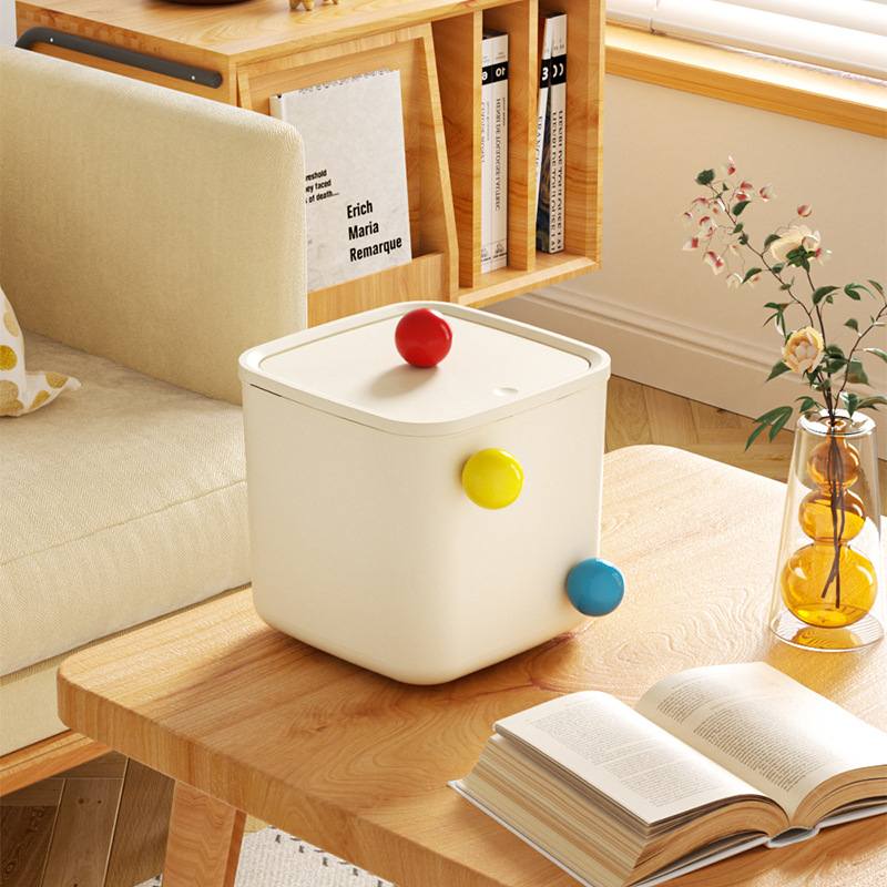 可爱发饰皮筋头绳发卡收纳盒盖感奶迷你桌面带白色简约垃圾桶高级