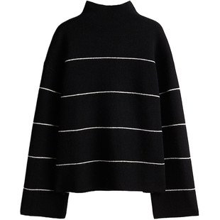 HM女装羊毛冬季舒适柔软时尚羊毛混纺高领套衫1246710