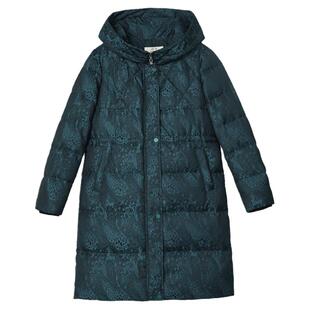 妙采旗舰店妈妈羽绒服中长款加厚中老年印花连帽时尚修身花色外套
