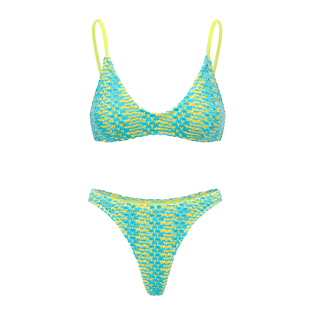 Yukari swim泳衣女分体三角比基尼性感ins风撞色三点式小胸聚拢夏