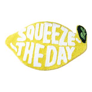 柠檬异形毛绒地垫卧室房门垫浴室吸水脚垫家用卫生间防滑垫子黄色