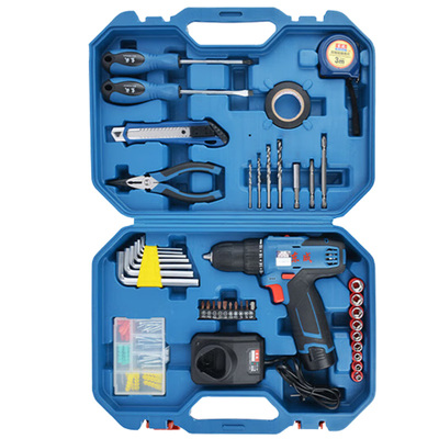东成12V双速锂电钻家用工具套装