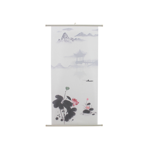 新中式婚礼布幔水墨画飘顶纱幔国风挂画飘纱婚庆顶部装饰吊顶纱