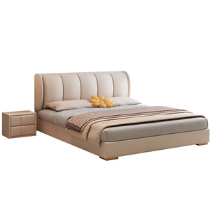 科技布床简约现代卧室奶油风床ins主卧双人床婚床意式1.8软包床