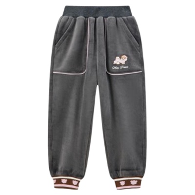 MINIPEACE太平鸟童装女童裤子冬季加绒加厚双面银狐绒儿童小熊裤