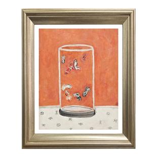 常玉八尾金鱼新中式装饰画 法式小众餐厅卧室玄关现代名画挂画