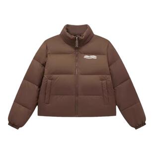 特步短款羽绒服女2024冬季新款潮流加绒加厚保暖立领运动外套棉服