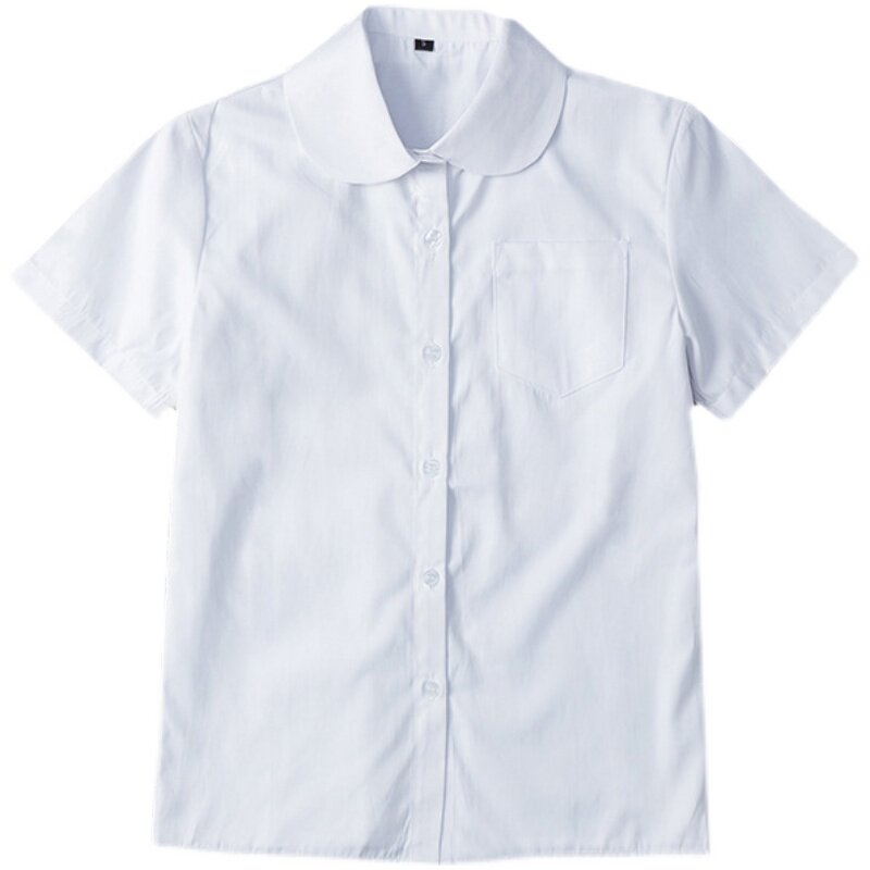 基础款白衬衫日系JK制服风琴褶短袖长袖尖领圆领不透学生班服衬衣