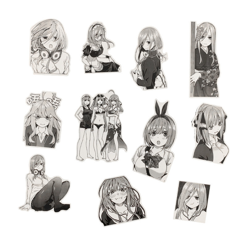 二次元五等分的花嫁周边三玖黑白贴纸/立体贴纸