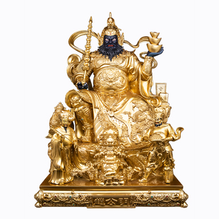 全铜五路财神铜像摆件赵公明比干柴荣关羽王亥佛堂道场家用供奉