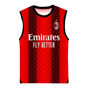 23-24赛季AC米兰队吉鲁伊布足球迷服速干背心男士冰丝感无袖T恤衫