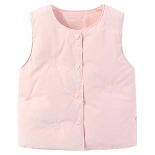 波姆熊女童羽绒马甲超柔刺绣亮片秋冬季新款宝宝轻薄保暖儿童马甲