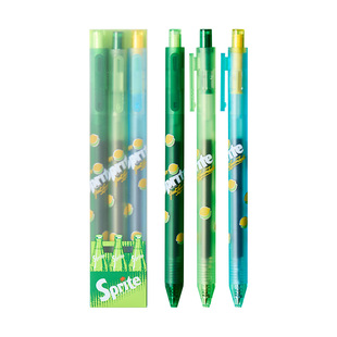 KACO 雪碧联名书源中性笔沁爽一刻3支装学生专用0.5mm按动中性笔ins简约风中性笔办公学生专用手账书写