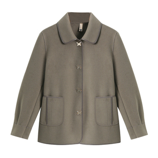 中年妈妈春装毛呢外套短款新款中老年女春秋洋气高贵双面绒上衣服