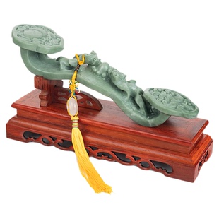 福雅禄天然玉石青绿如意摆件乔迁礼品客厅玄关财运吉祥贺礼摆设