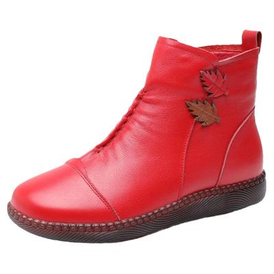 头层牛皮短靴软底马丁靴加绒棉靴