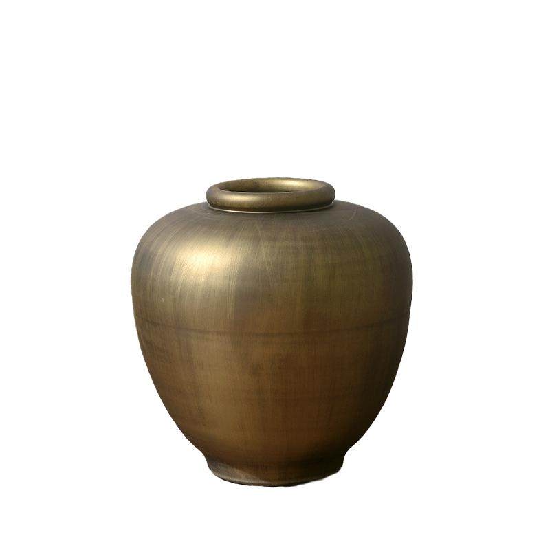 陶瓷样板间仿铜金属花盆