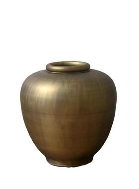 陶瓷样板间仿铜金属花盆