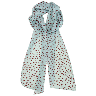 韩系小清新咖色波点雪纺长飘带丝巾女春夏季薄款百搭薄荷绿领巾潮