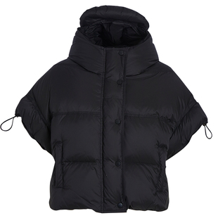 qs秸熙冬季新款保暖立领连帽羽绒服短款无袖鸭绒马甲外穿显瘦外套