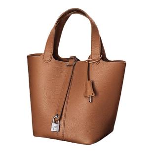 蠢小鱼togo纹头层牛皮h家菜篮子包手提水桶包diy手工包自制材料包