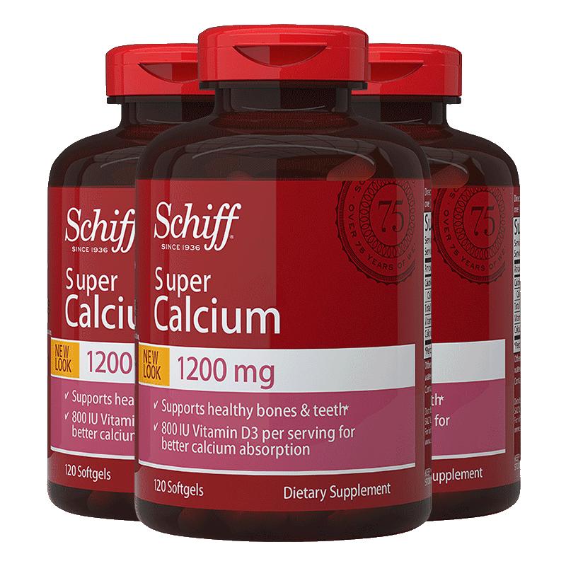 Schiff美国舒钙液体钙维生素d软胶囊中老年补钙120粒*3瓶