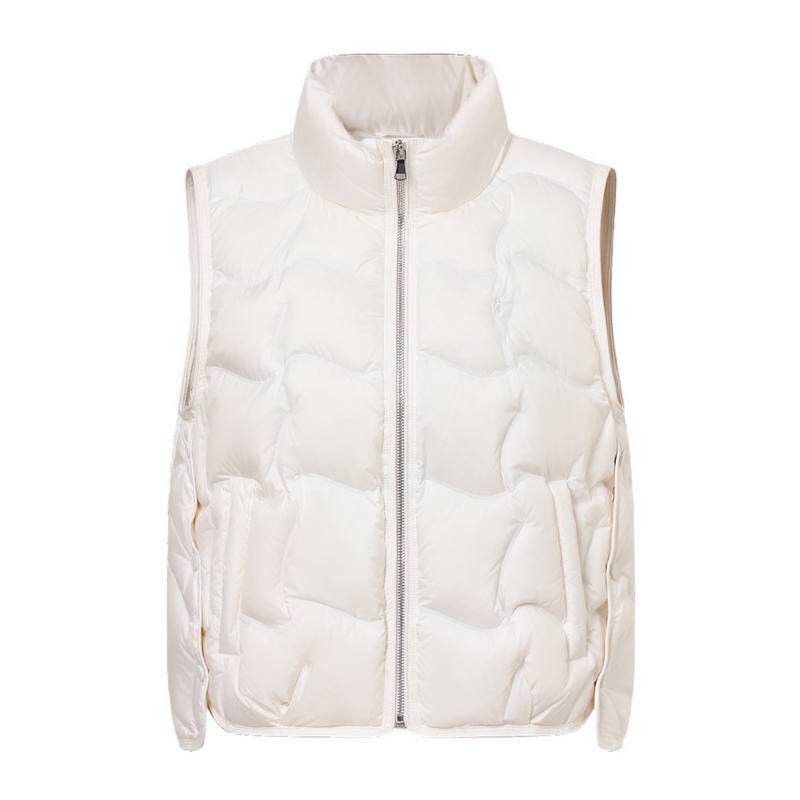 POLOWALK女式羽绒马夹2026冬季新品90鸭绒几何衔缝立领厚款背心