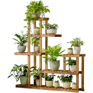 木马人实木花架子置物室内多层阳台装饰客厅多肉绿萝盆铁艺落地式