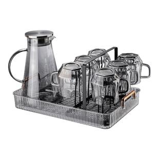 高档轻奢玻璃杯套装家用客厅待客茶杯耐热带把杯子ins女生喝水杯