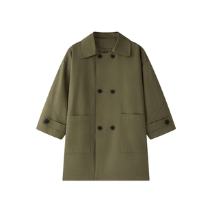 虾酱麻麻男童风衣春装2026新款纯棉大衣英伦风中长款儿童洋气外套