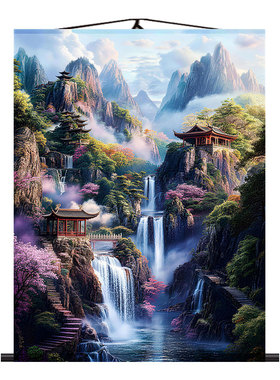 仙家堂口山水画暗堂挂画中堂画客厅玄关挂画佛道竖版三尺三装饰画