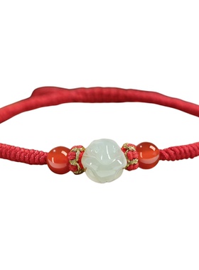2026本命年和田玉小马红绳手链