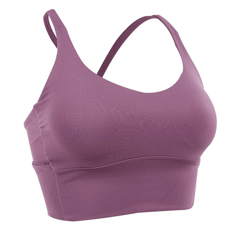 奔跑吧卡卡固定式胸垫细肩带防下垂瑜伽美背背心健身运动内衣文胸