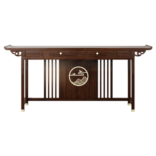 新中式玄关桌中堂条案乌金木入户靠墙客厅供桌案几轻奢实木玄关柜