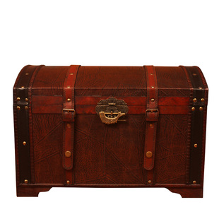 古代木箱子带锁锁扣收纳箱储物箱复古风大号密码首饰盒老式百宝箱