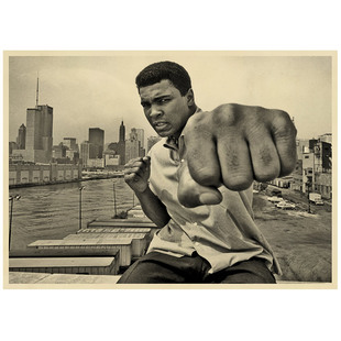 拳王 泰森 阿里 牛皮纸拳击海报 健身怀旧 复古装饰画 肌肉男搏击