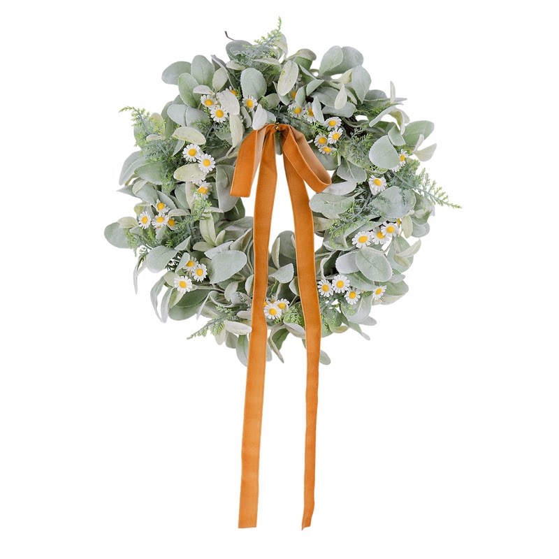 亚马逊仿真灰叶和白花花环壁挂