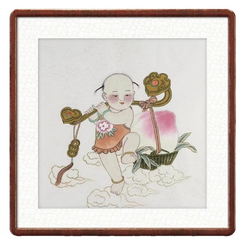 纯手绘百子图客厅装饰画国画字画