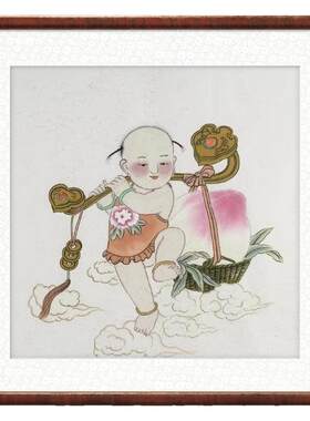 纯手绘百子图客厅装饰画国画字画