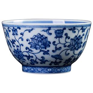 钟家窑柴窑主人杯单杯手绘青花茶杯纯手工景德镇茶具缠枝莲小茶杯