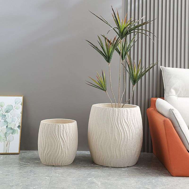 大口径花盆落地水泥大号圆形简约花盆散尾葵龟背竹客厅镁泥家用