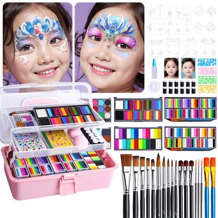 儿童脸部彩绘颜料套装面部彩绘儿童舞台妆彩工具绘膏水溶性人体脸部面部彩绘脸彩万圣节戏剧京剧珠光