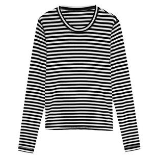 GOLDEN BARRY金和百瑞春秋新品时尚百搭撞色条纹内搭T恤202465