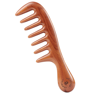 德国MR.GREEN宽齿按摩头梳 头部经络梳小号天然整木卷发梳不打节