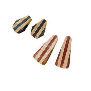 Dopamine Vault」梨暮.复古简约黑檀花梨木几何耳钉原木小众耳环