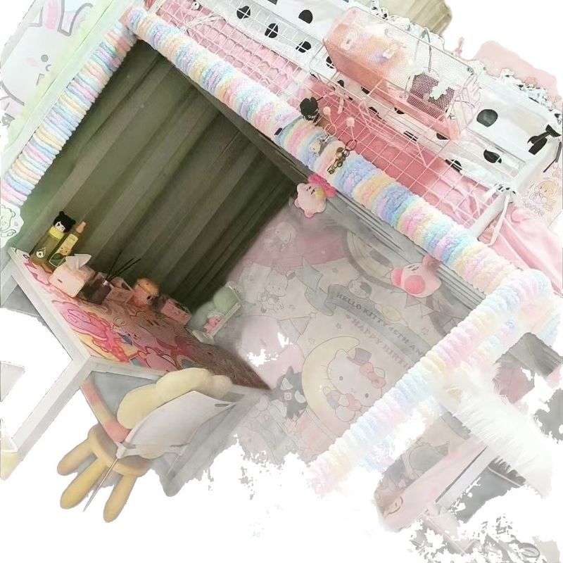 楼梯防滑条上铺脚踏垫学生宿舍梯围栏缠绕软包毛绒保暖绳猫尾巴粗