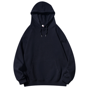 美式460g重磅连帽卫衣男女秋冬季宽松加绒保暖情侣纯色百搭带帽衫