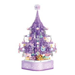 森宝圣诞树音乐盒灯儿童小颗粒拼装积木玩具圣诞节礼物6-14岁女孩