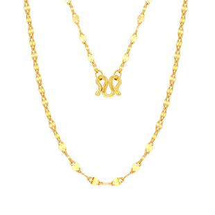 赛菲尔黄金项链足金嘴唇项链可叠戴黄金素链时尚锁骨链送女友礼物