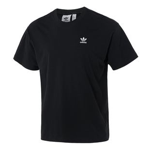 阿迪达斯三叶草短袖男冬季新款黑色半袖宽松休闲圆领纯棉运动T恤
